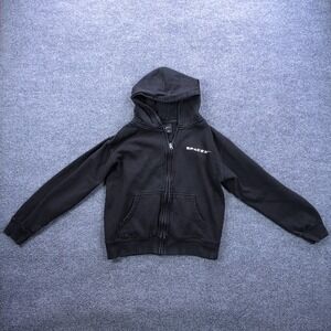 SpaceX Logo Full Zip Hoodie Youth Large Black Graphic Sweatshirt Elon Musk NASA